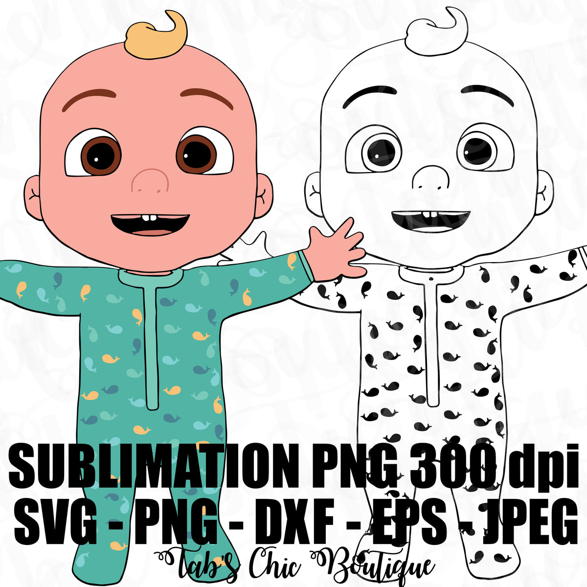 Baby JJ Cocomelon SVG JPEG PNG DXF EPS 300dpi Sublimation Design Cutti