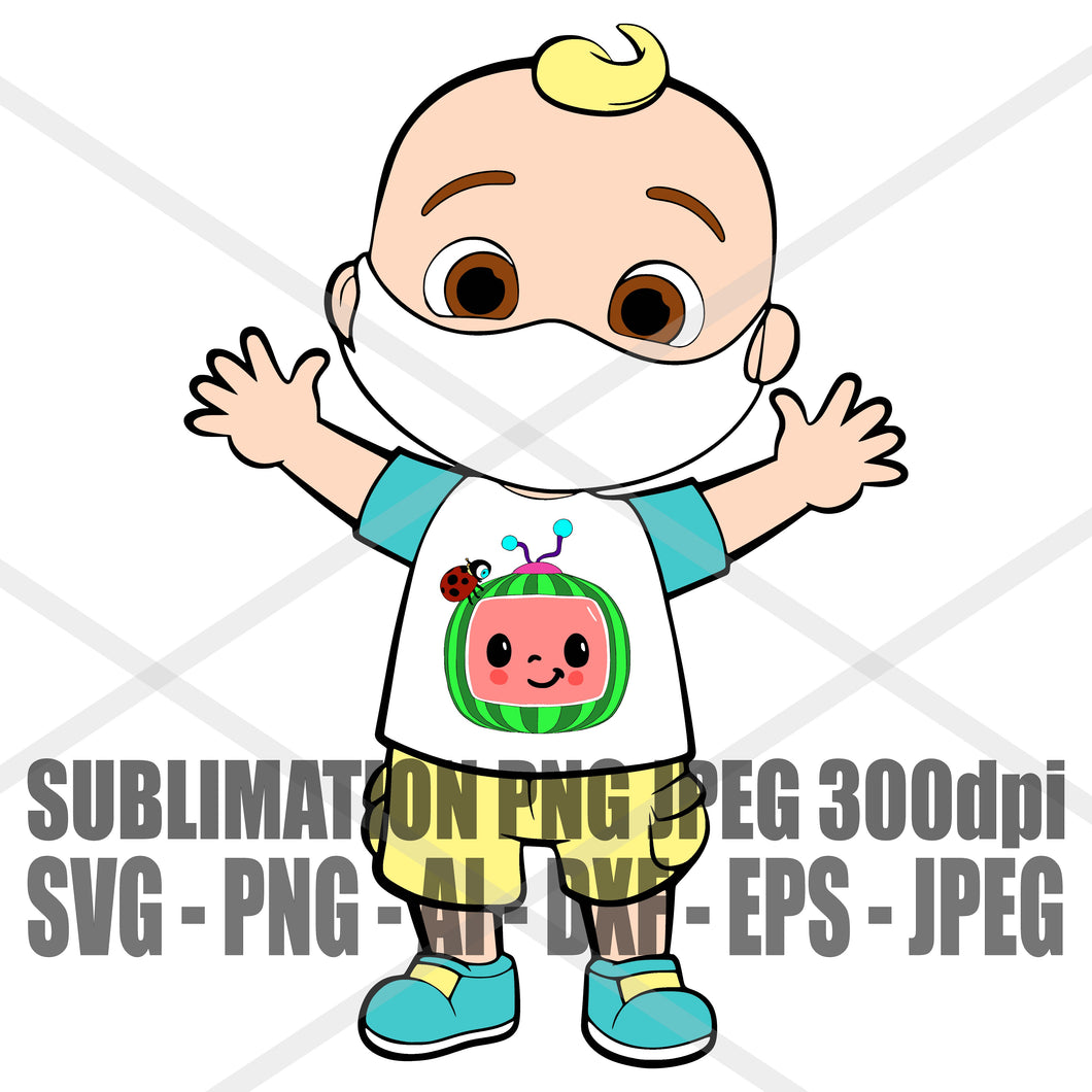 Download Cocomelon Baby Jj Wearing Mask Svg Jpeg Png Ai Dxf Eps 300dpi Sublimat Tab S Chic Boutique