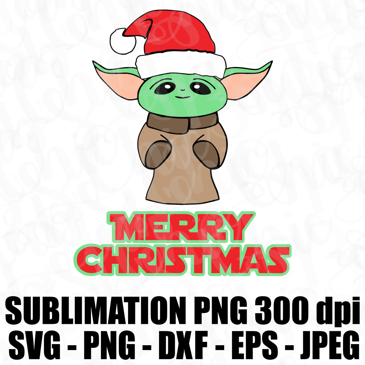 Download Merry Christmas Baby Yoda Star Wars The Mandalorian SVG JPEG High Def - Tab's Chic Boutique