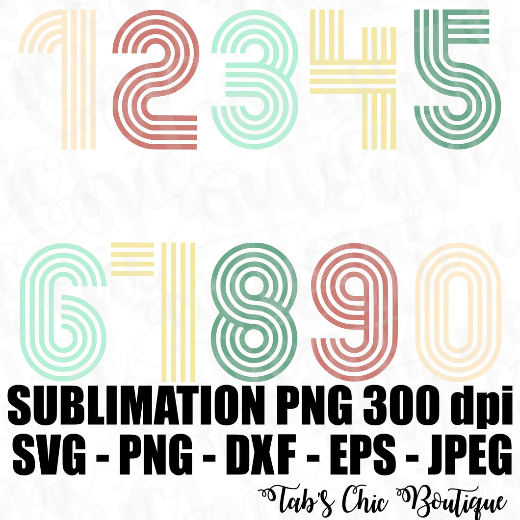 Download Circular Retro Numbers Font Svg Jpeg High Def Dxf Png Eps Sublimation Tab S Chic Boutique