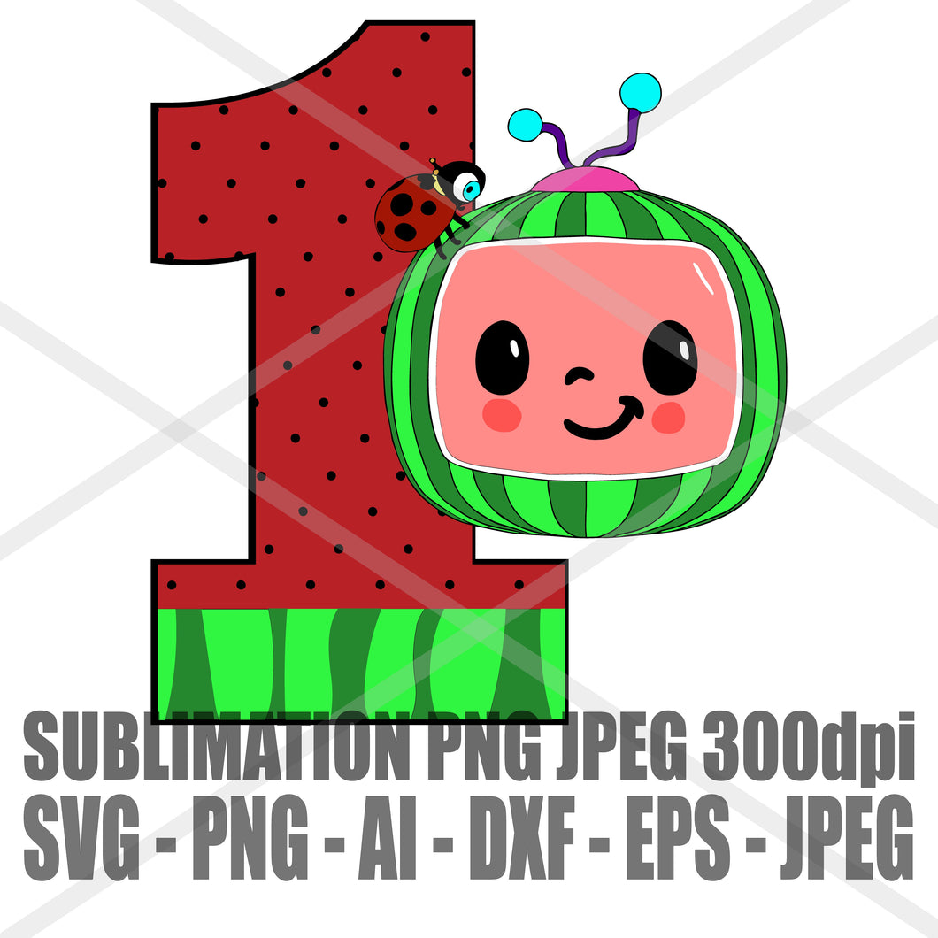 Download Cocomelon 1st Birthday Design Watermelon Svg Jpeg Png Ai Dxf Eps 300dp Tab S Chic Boutique