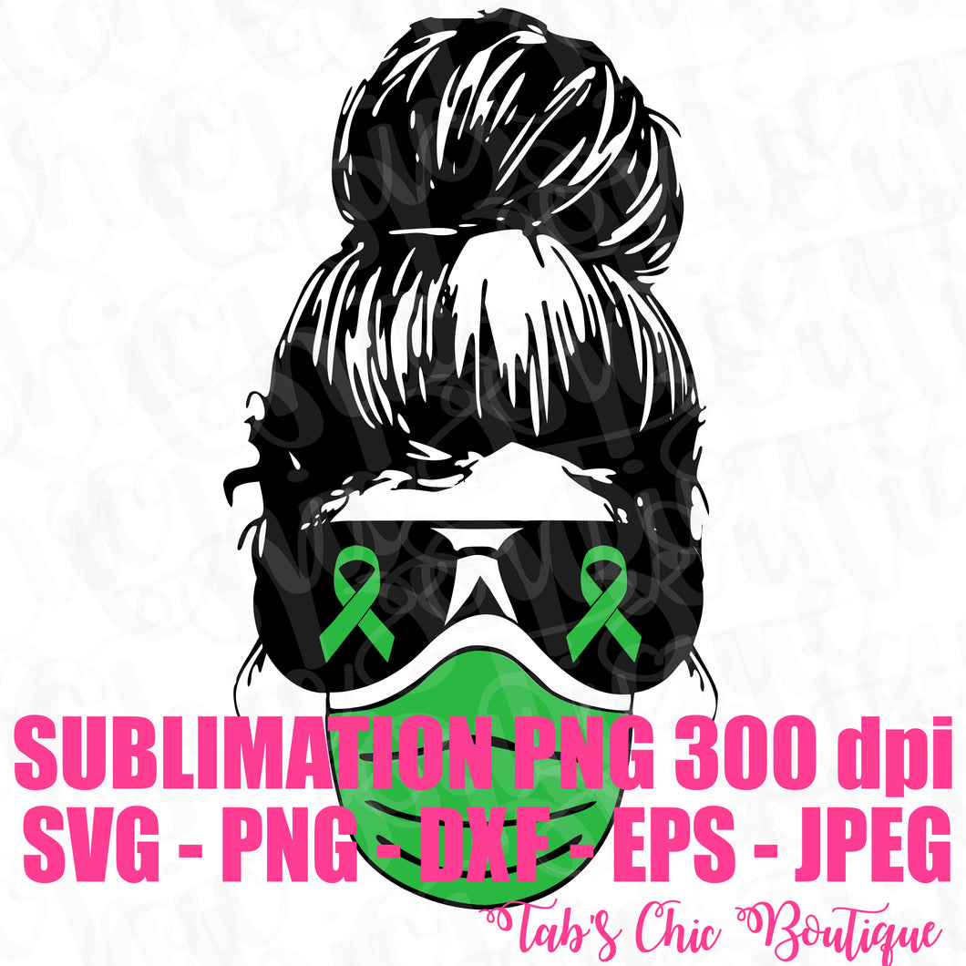 Download Mental Health Awareness Green Ribbon Messy Bun Aviator Sunglasses Mask Tab S Chic Boutique