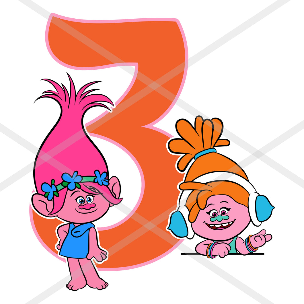 Download Trolls 3rd Birthday Queen Poppy And Dj Suki Svg Jpeg Png Dxf Eps Ai Su Tab S Chic Boutique