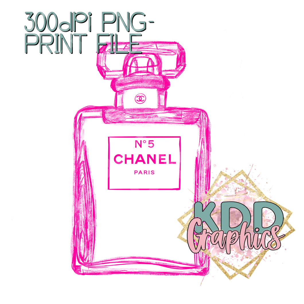 Coco Chanel Inspired Hand Sketched Hot Pink Chanel No 5 Perfume Bo Tab S Chic Boutique