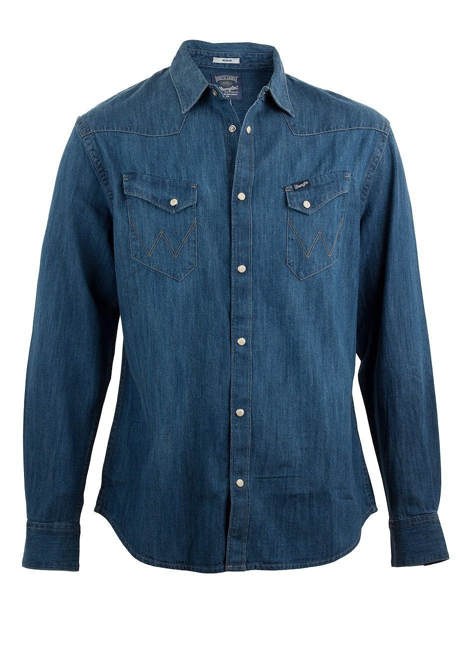 Wrangler Men's Vintage Indigo Western Shirt – Western Edge, Ltd.