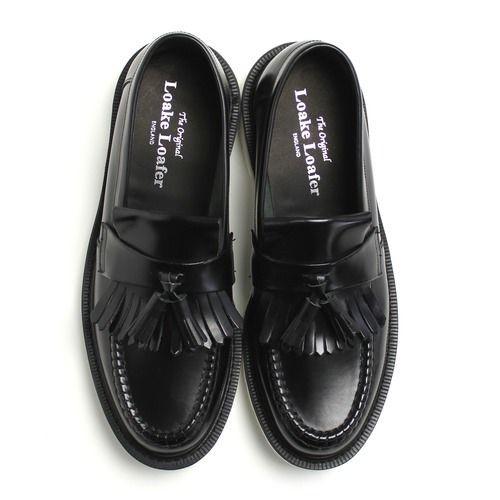 loake tassel loafers black