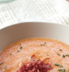 Melon Soup with Crispy Prosciutto