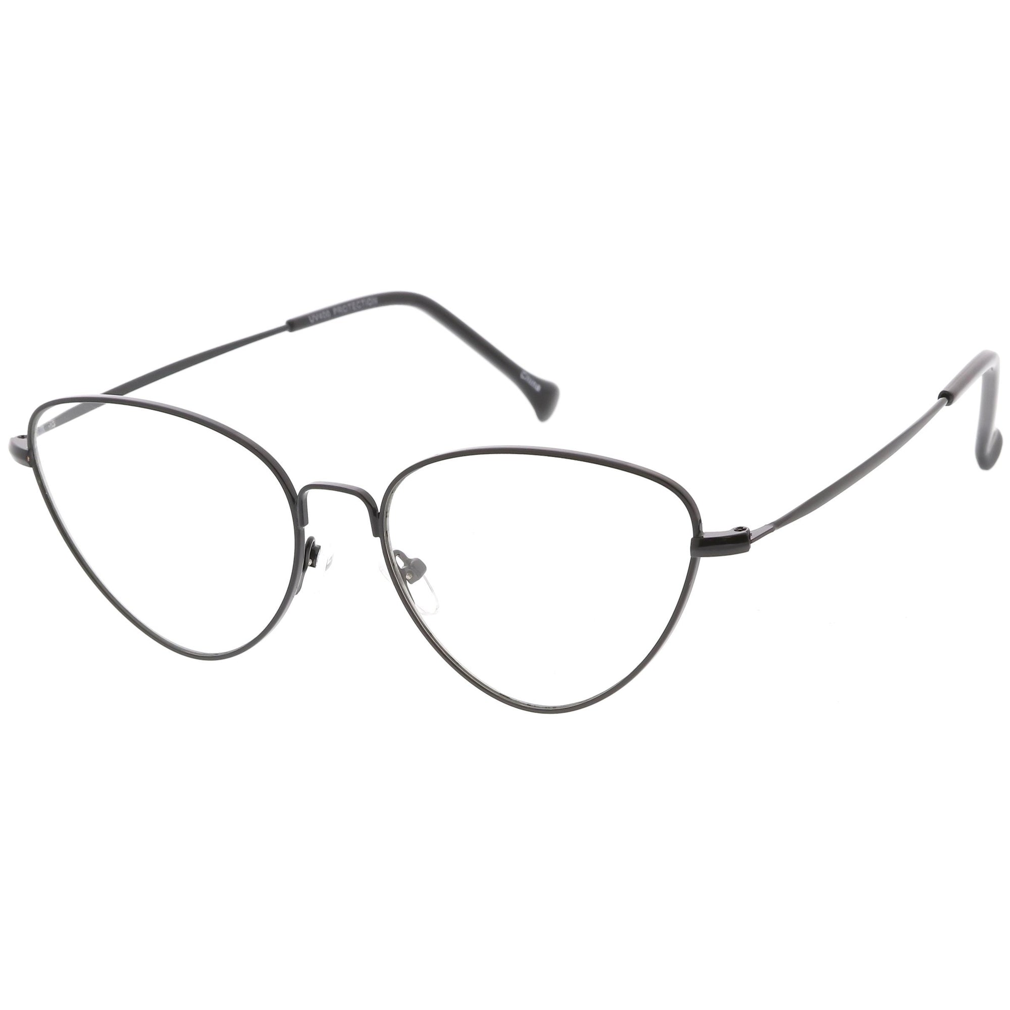 Women's Retro Dapper Small Oval Clear Lens Glasses, Black Clear | zeroUV