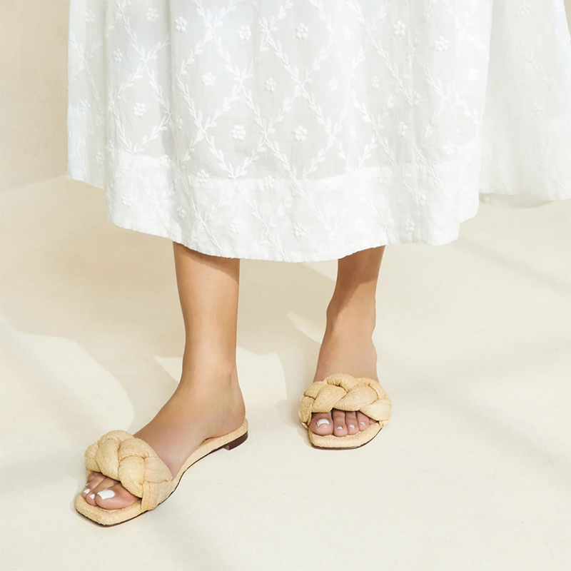 Joanna Braided Flat Sandal | Natural – Milly & Grace