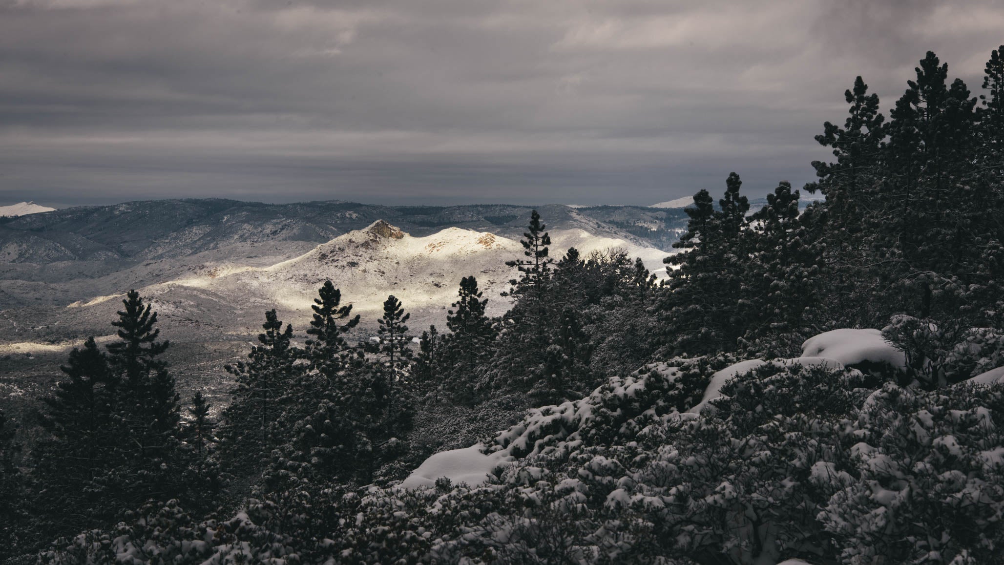 Snow on Corte Madera Mountain and Corral Canyon in the Cleveland National Forest in San Diego