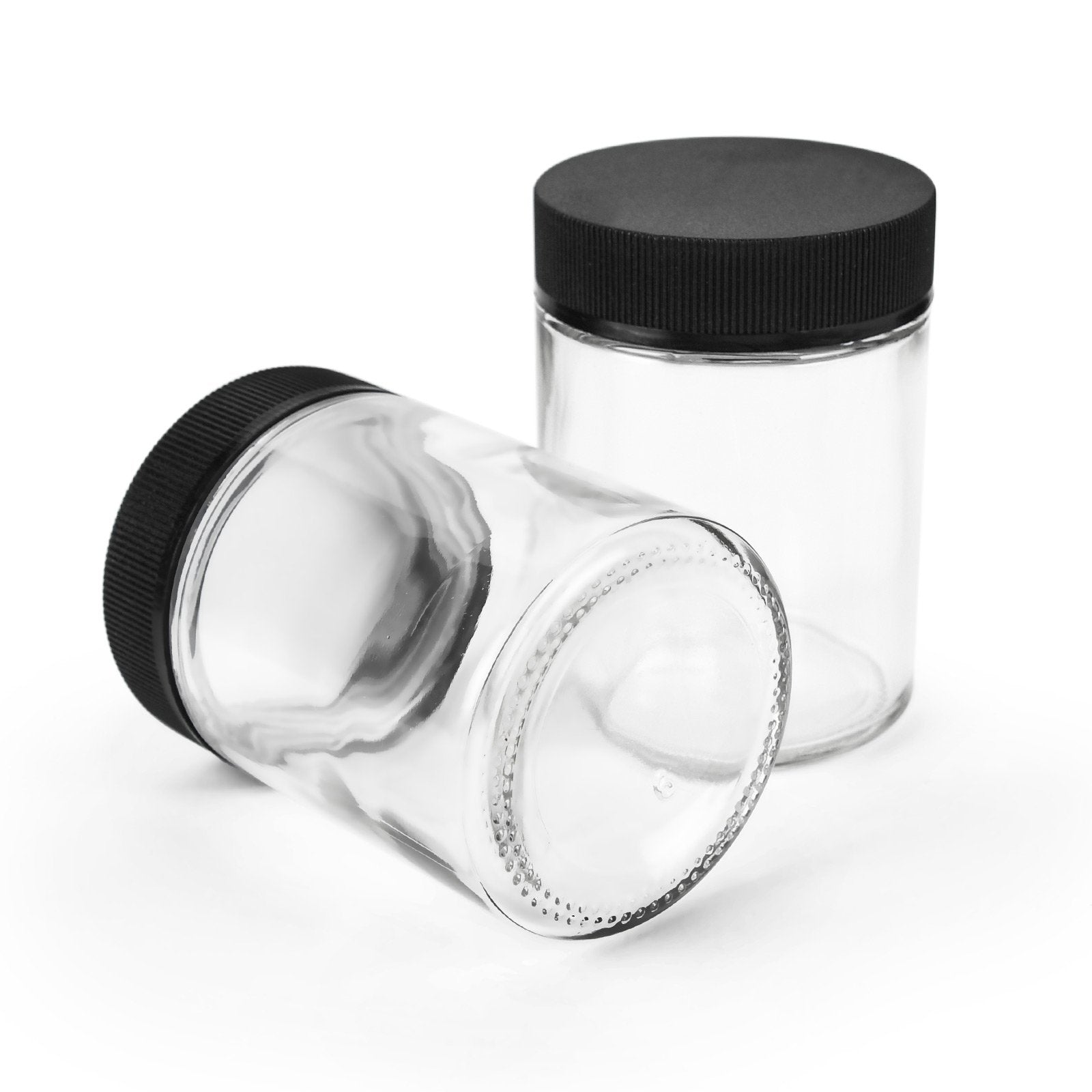 4oz Extra Wide Clear Glass Jar with Black Child-Proof Cap (24 Count CASE)