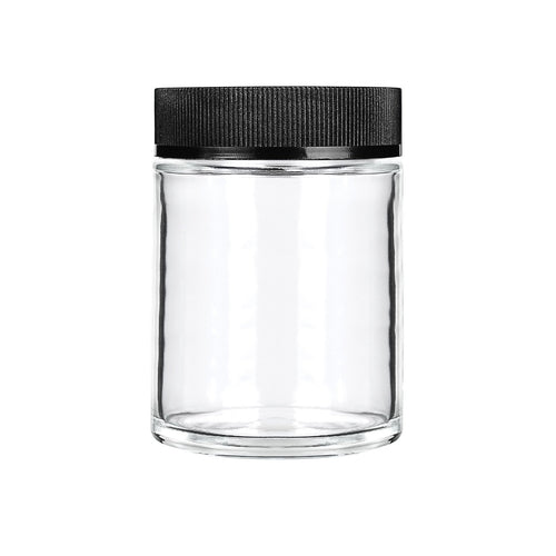 4oz Child Resistant Glass Jars with Black Caps - 7 Grams 100 Count