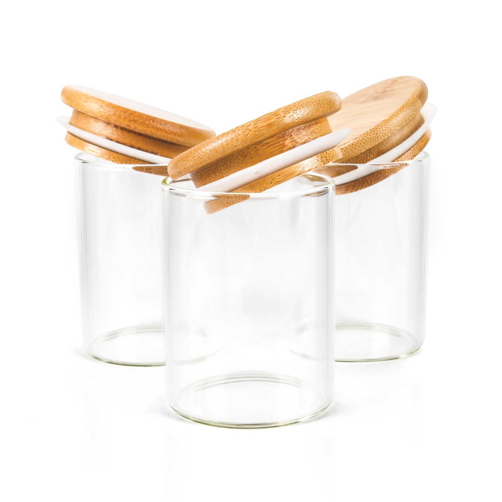 Glass Jar With Wooden Lid Set of 4 - Ellementry