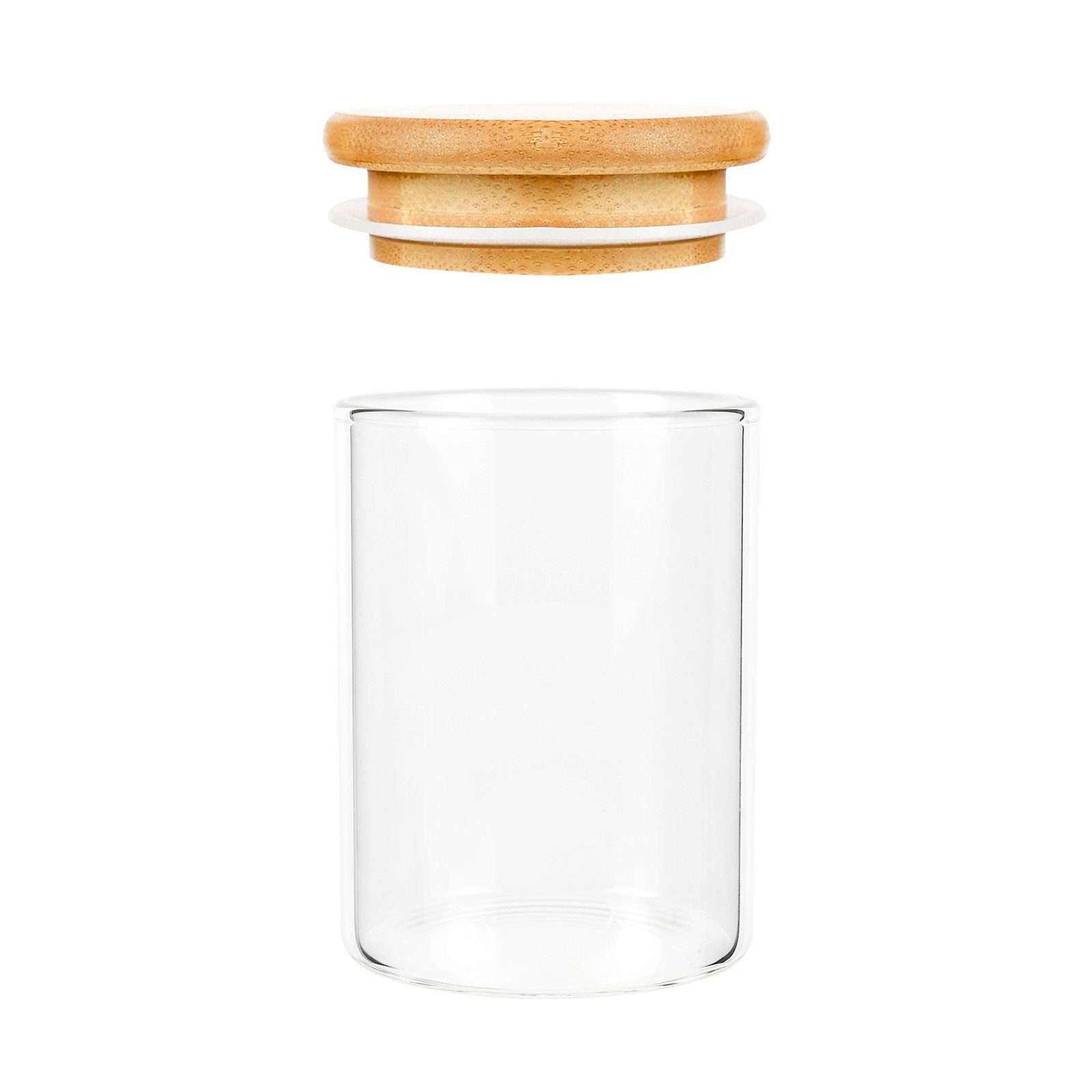 Glass jars with wooden lids, H: 9 cm, Dia. 8 cm, 12 pc/ 1 pack