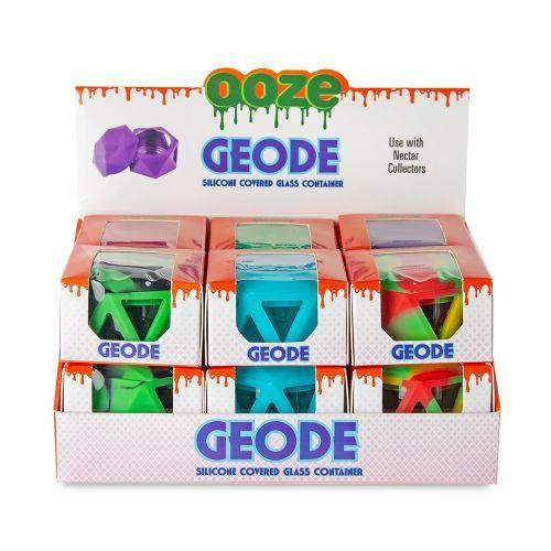 OOZE Geode Silicone Covered Glass Container - (12 Count Display) Flower Power Packages 