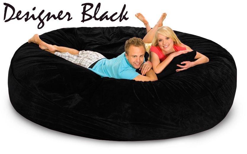 8 Ft Bean Bag The Largest Size You Can Get Gigantic Bean Bags   Giant Bean Bag Designer Black 8 Round 1 1024x1024 