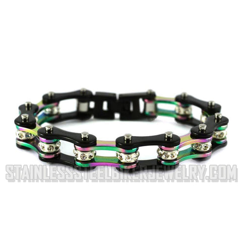 18mm Heavy Punk Men Women Rainbow Motorcycle Bike Link Bracelet