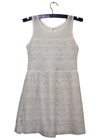 ElisaB Embroidered White Sequin Tank Dress sz 16 only – Bunnies Picnic