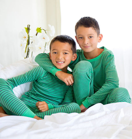 Skylar Luna Organic Green & Blue Striped L/S Pajamas sz 12/18m 18/24m ...