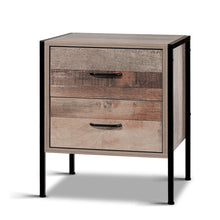 Load image into Gallery viewer, Artiss Bedside Table Drawers Nightstand Metal Oak