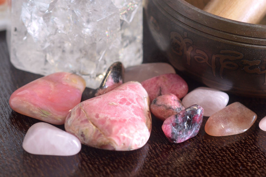 pink stones and crystals