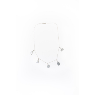 silver dainty necklace; "ti fom"