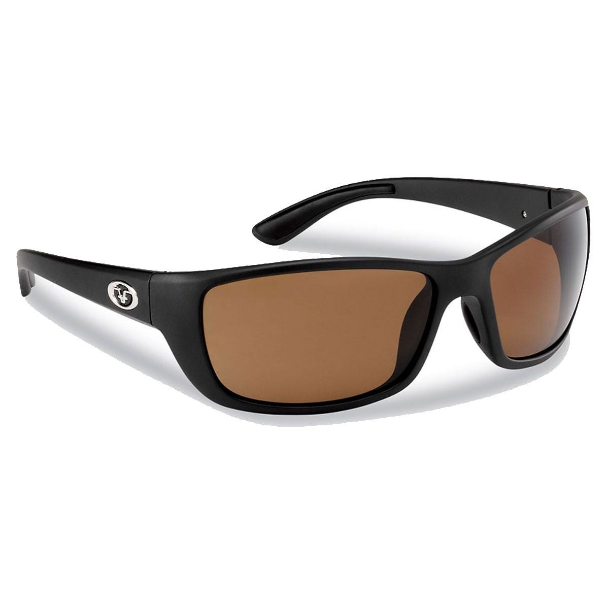 Flying Fisherman Rectangle Rectangular Polarized Sunglasses, Matte Black  Frame/Amber-Red Mirror Lens, Medium