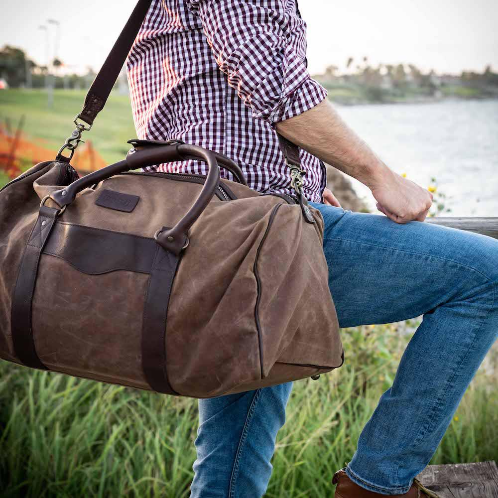 Mission Mercantile | Heritage Leather Stateroom Weekender Bag, Smoke