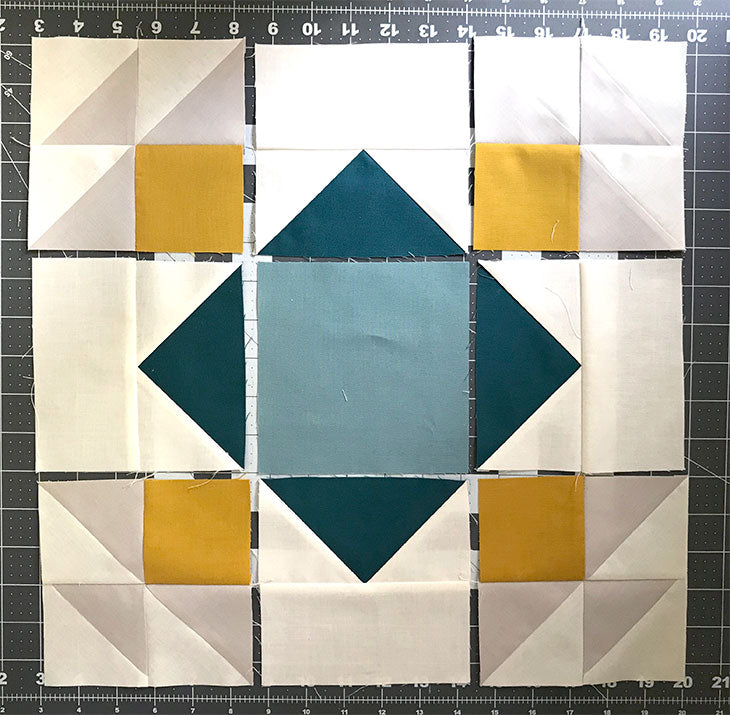 Summer Winds quilt block tutorial, 15-inch