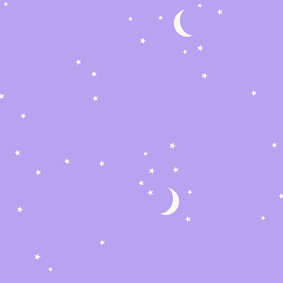 Moon and Stars in Purple - Bloomerie Fabrics