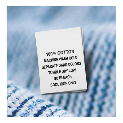 Wash Instructions Clothing Care Labels black white Print 50 pcs - 100%  Cotton