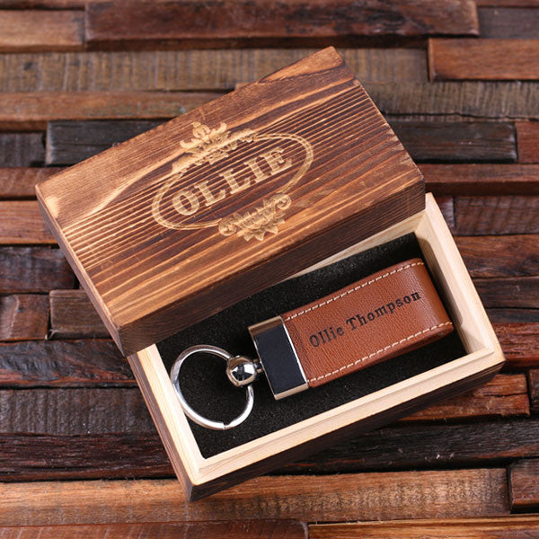 Personalised Leather Key Ring with Gift Box | Ties n' Cuffs