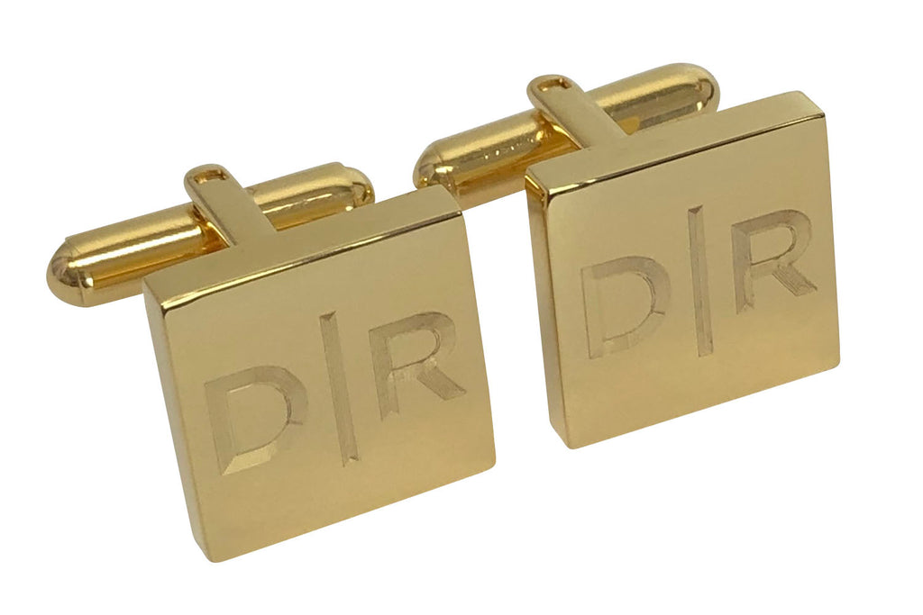 Download Personalised Engraved Split Letter Square Gold Cufflinks