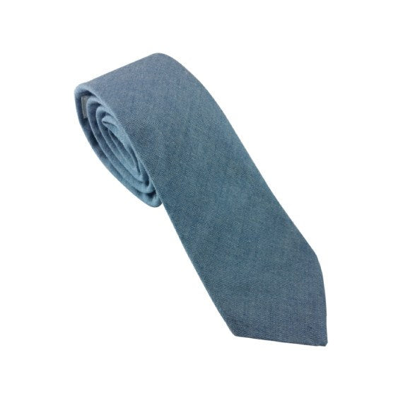 Blue Chambray Skinny Tie Ties N Cuffs