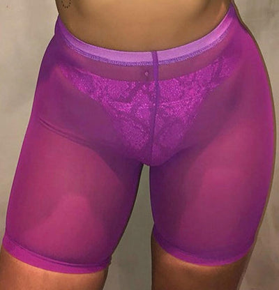 neon purple biker shorts