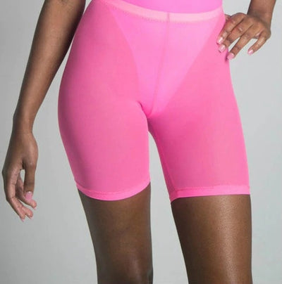hot pink biker shorts outfit