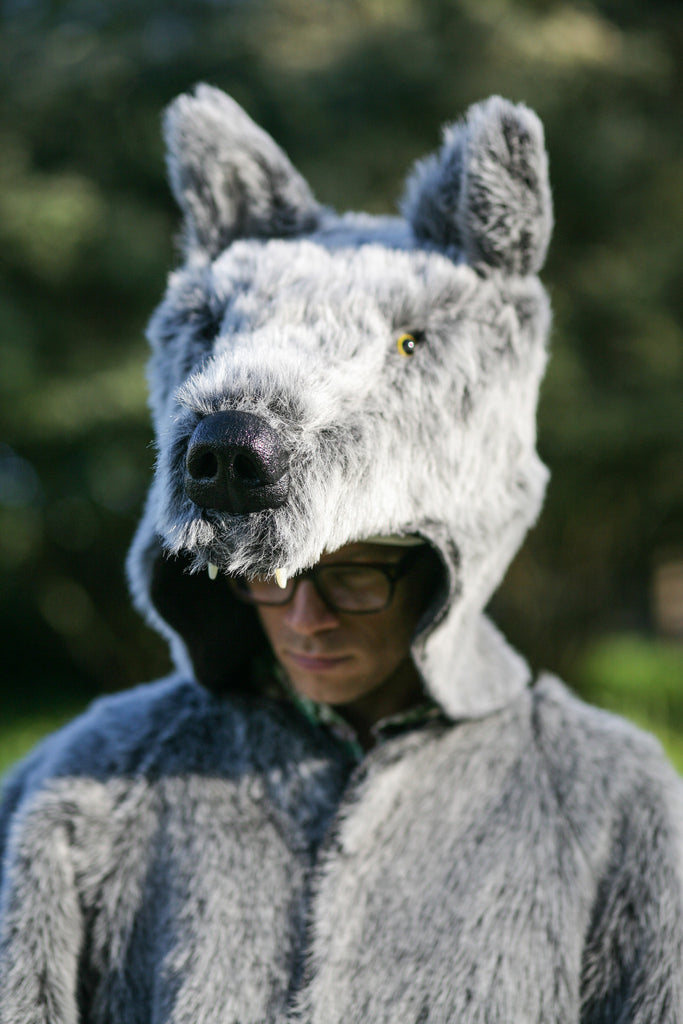 wolf fur jacket with head