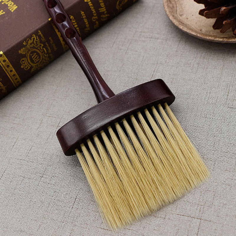 Palms Barber Fade Brush - Soft Natural Fiber and Wooden Handle