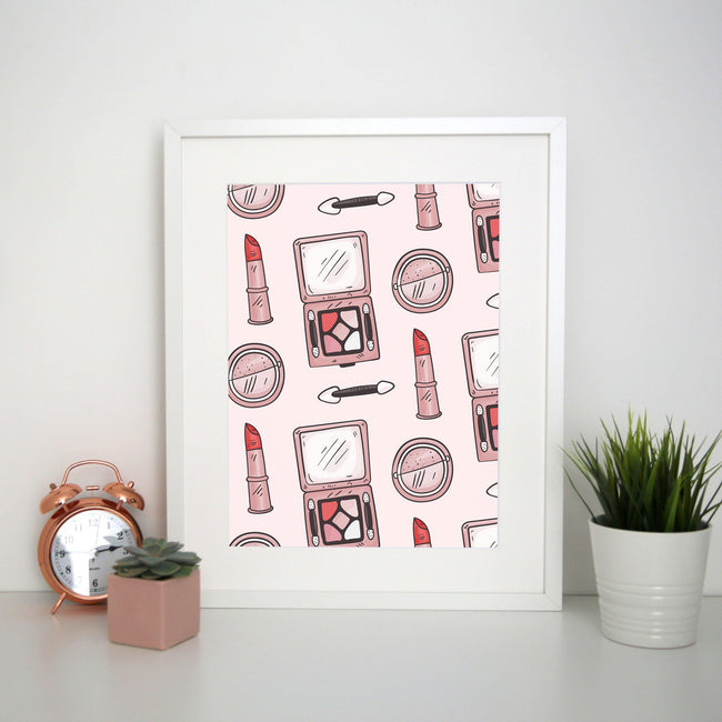 Hand Drawn Makeup Pattern Design Funny Print Poster Framed Wall Art Decor Graphic Gear