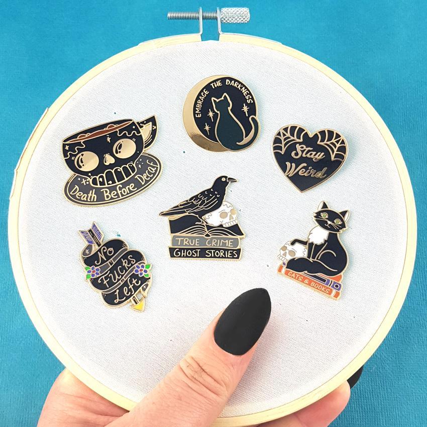 Lapel Pin - Cats and Books