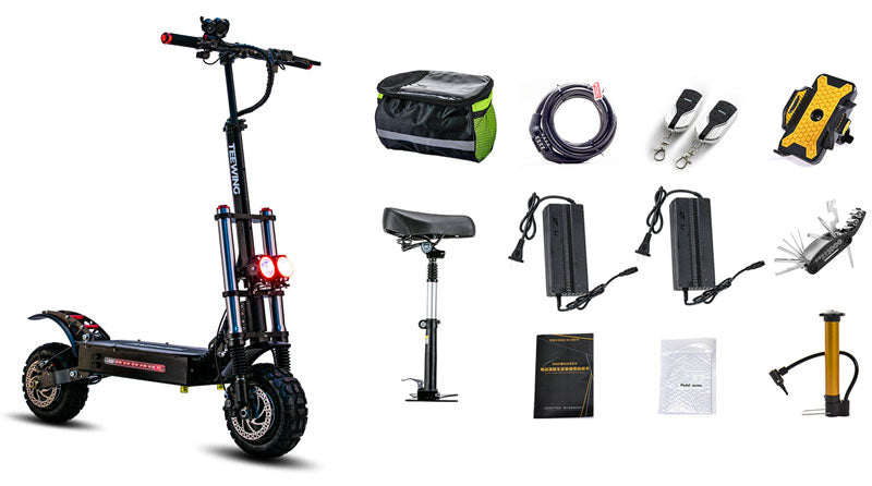 Packing list of nerocycle X4 5600W 60V Dual Motor Electric Scooter with saddle