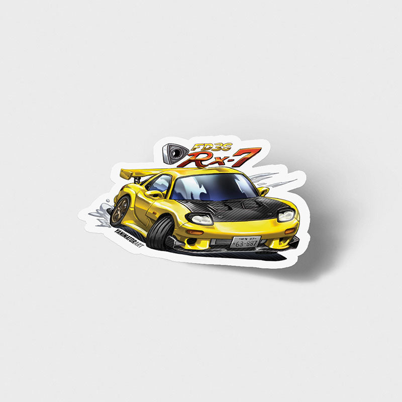 Mazda Fd3s Rx7 Rx 7 Yellow Vinyl Sticker Yanimatorart