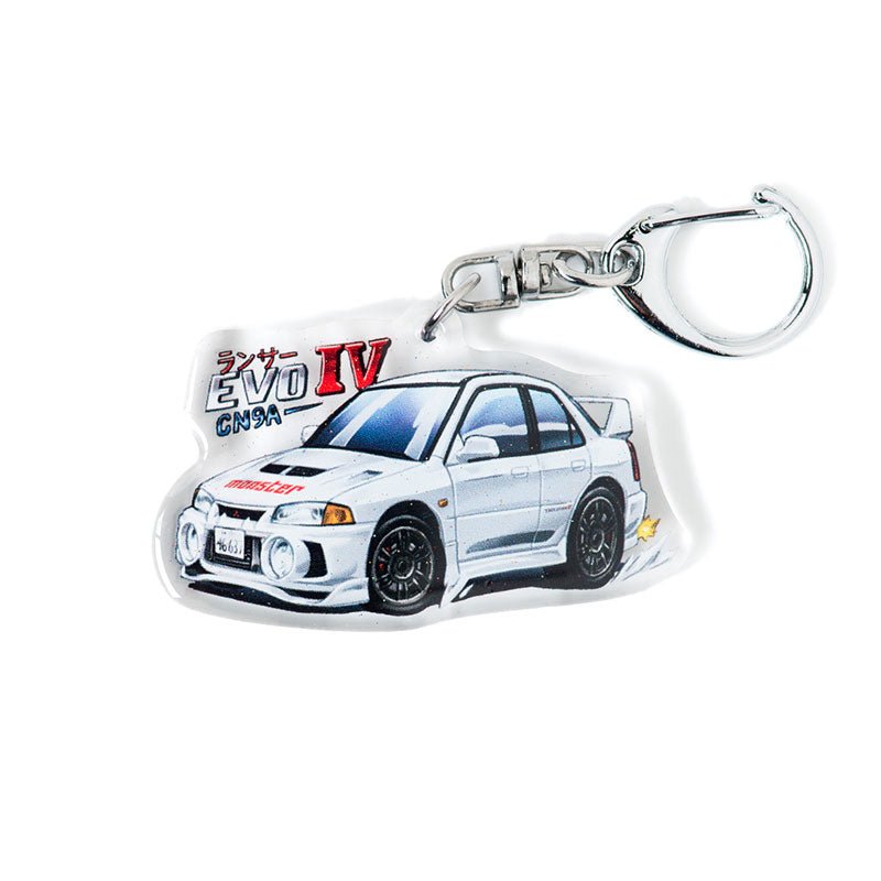 Mitsubishi Lancer Evo 4 Evolution Iv Cn9a White Acrylic Charm Keychain Yanimatorart