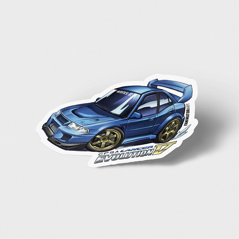 Mitsubishi Lancer Evo 5 Evolution V Cp9a Blue Vinyl Sticker Yanimatorart