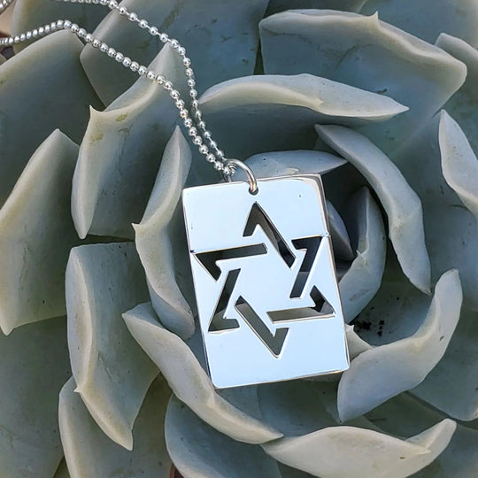 Star of David Dog Tag Necklace - Sterling Silver