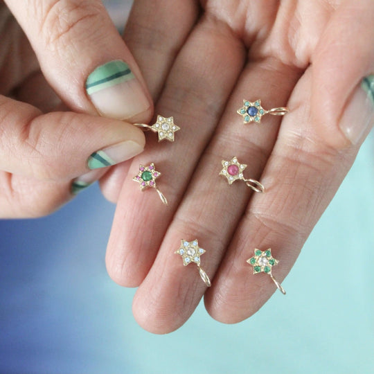 Custom Stones Star of David Necklace by Elisa Solomon - 14k Yellow, Rose or White Gold