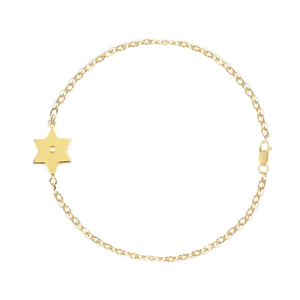 Gold Star of David Relief on Cord Bracelet Women's 6.5