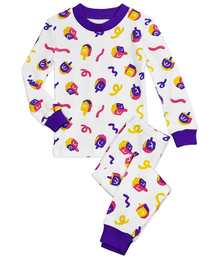 Buy Colorful Dreidels Hanukkah Long John Pajamas - Kids Unisex Online ...