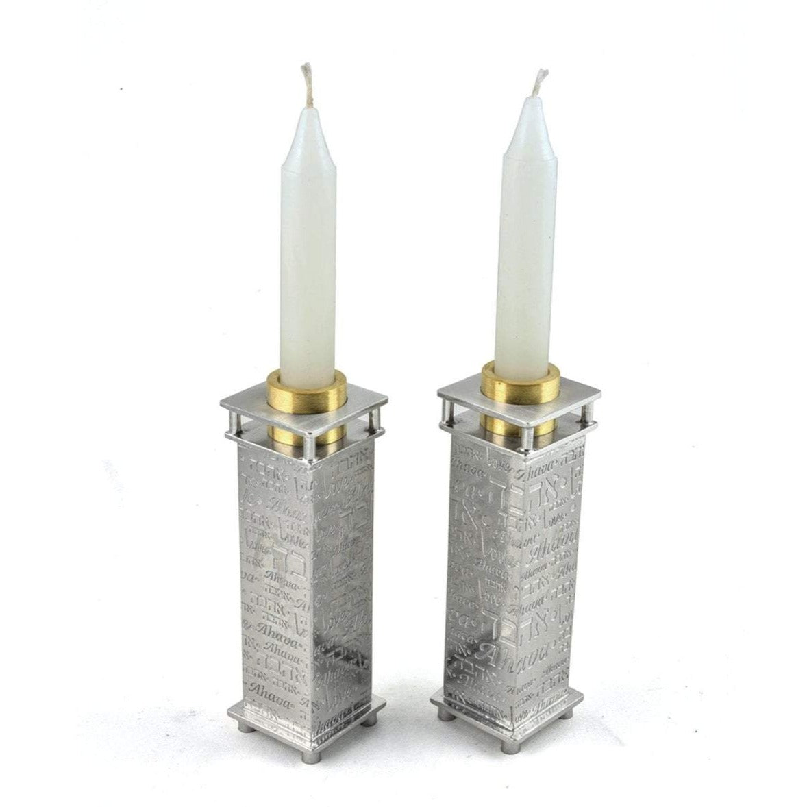 Alchemade Wood and Brass Tea Light Candle Holders (Set of 2) - Unique Reversible