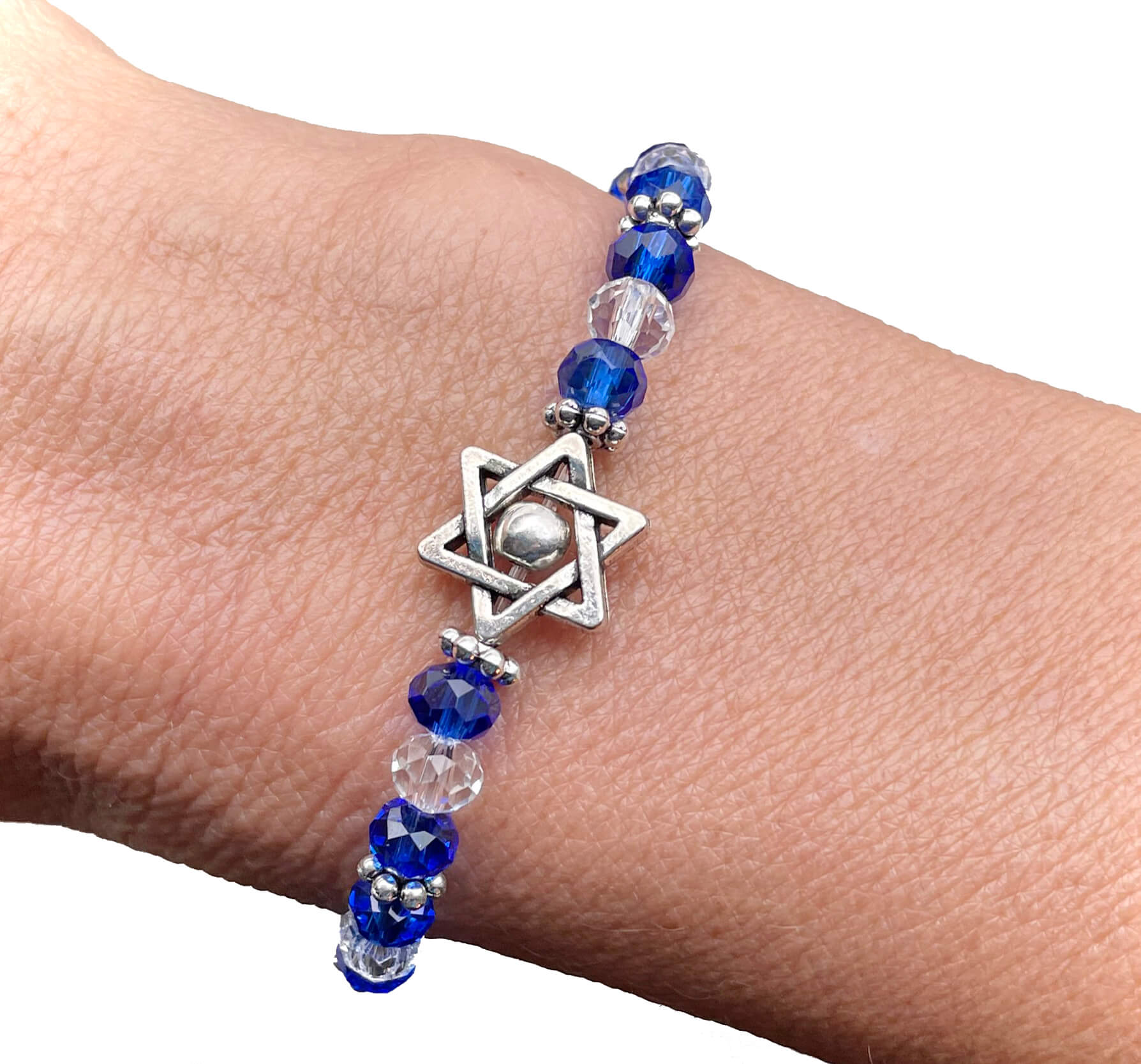 Glass Beaded Stretch Bracelet- Star of David or Hamsa